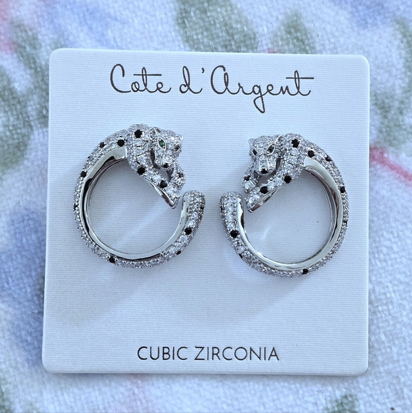Cote d'Argent Circular Silver🤍 Cheetah Earrings - NWT - Picture 10 of 16